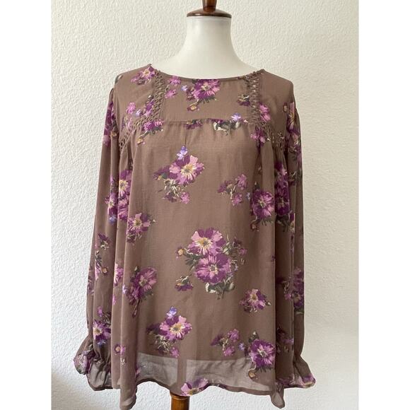 Torrid Top Blouse Multicolor Floral Pullover Semi Sheer - Picture 1 of 12